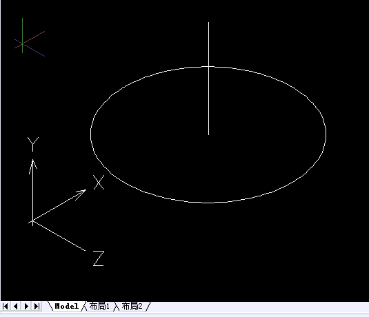 CAD画圆的三维垂线