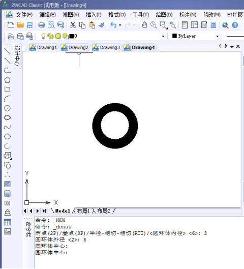 CAD如何绘制填充圆环