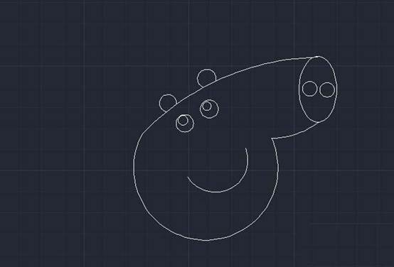 用CAD怎么画简笔画效果的小猪佩奇