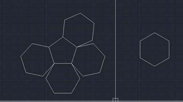 CAD多个六边形对齐的方法